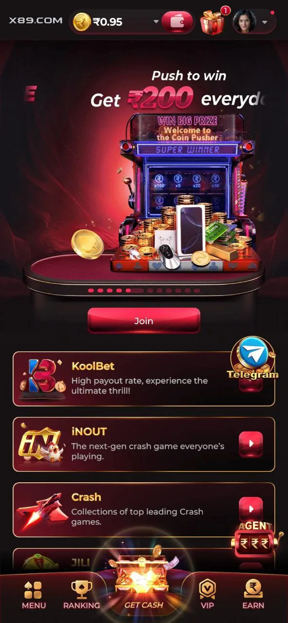 WW9 Game home page real money gaming dashboard screenshot